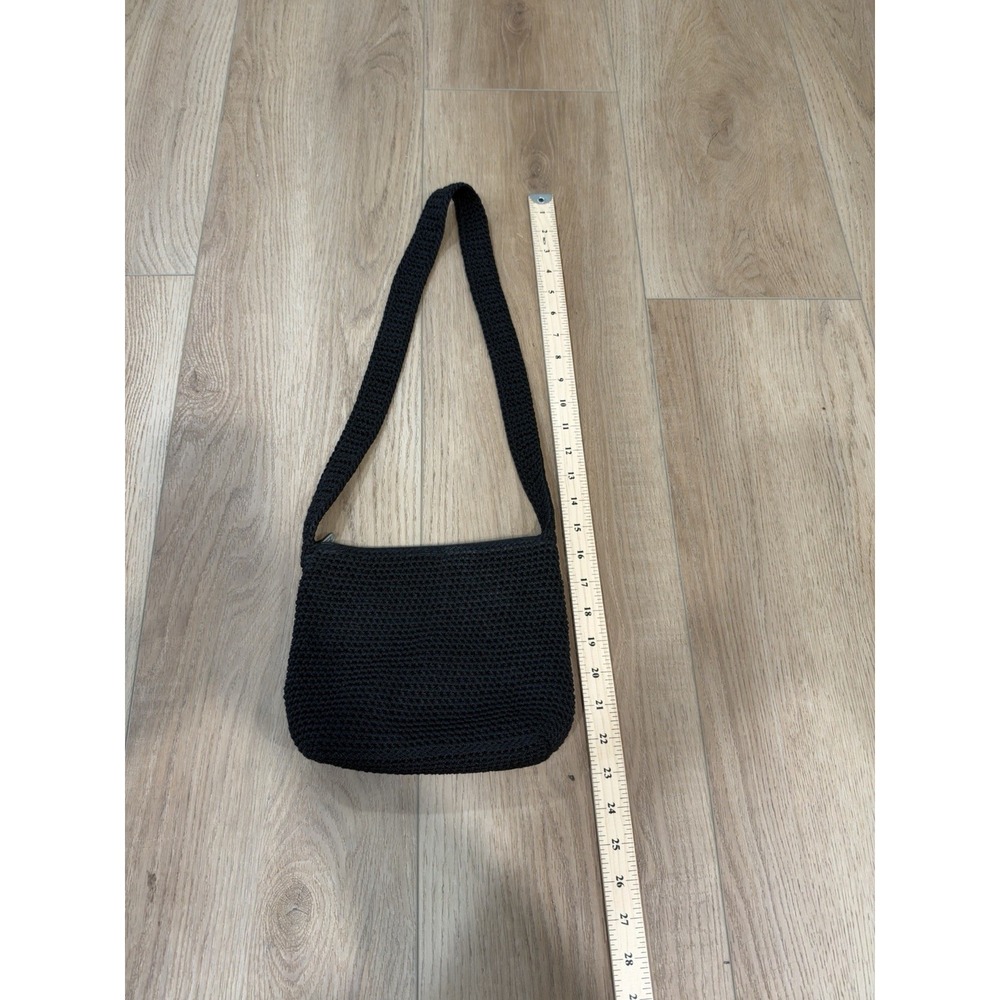 THE SAK Black Crochet Hobo Bag Purse Shoulder Bag Crossbody Y2K